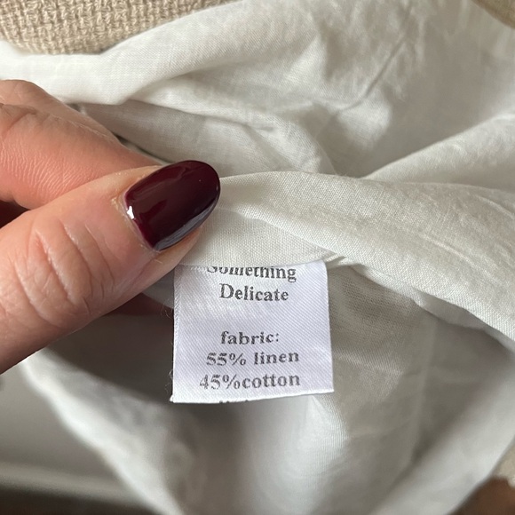 Something Navy Paula puff-shoulder linen blend blazer, Size L - Picture 4 of 6